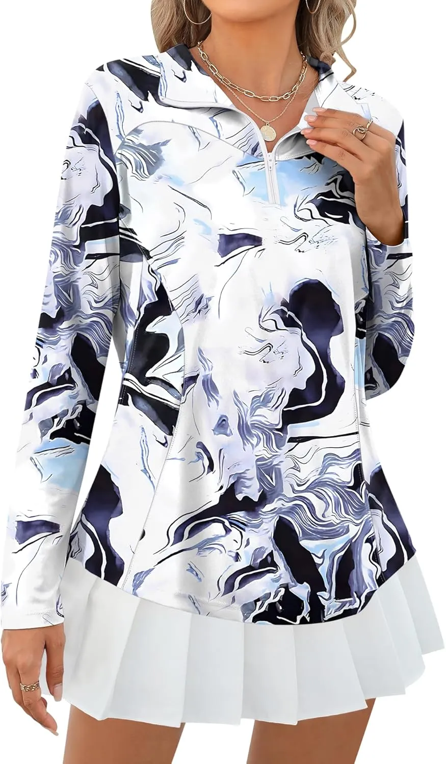 Micoson Womens Long Sleeve Shirts Sun Protection Quarter Zip Pullover Lightweight Athletic Golf Hiking Shirts Tops