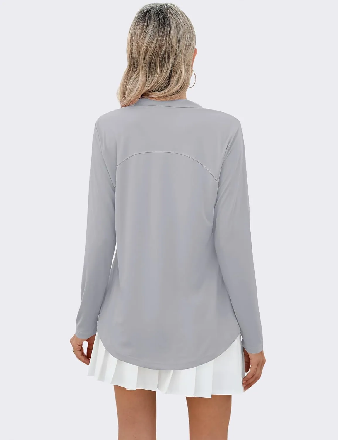 Micoson Womens Long Sleeve Shirts Sun Protection Quarter Zip Pullover Lightweight Athletic Golf Hiking Shirts Tops