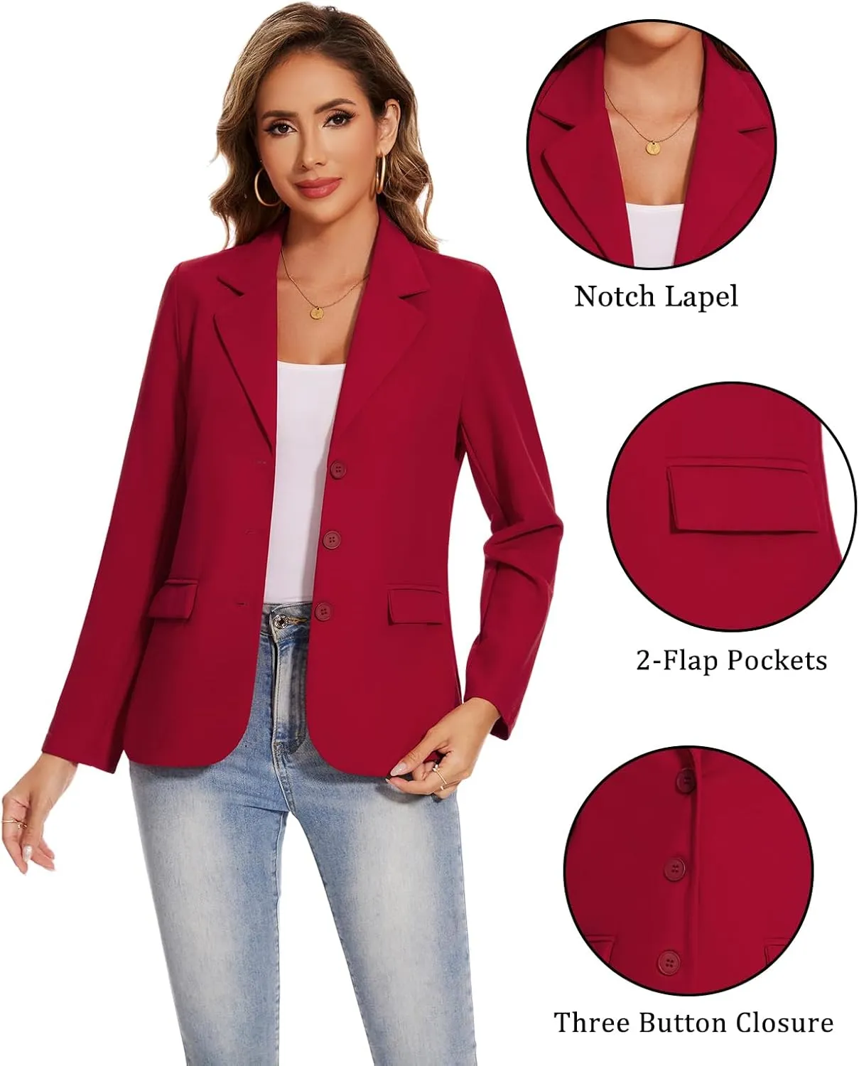MINTLIMIT Womens Blazer Long Sleeve Notch Lapel Business Work Blazers Buttons Open Front Casual Jackets with Pockets