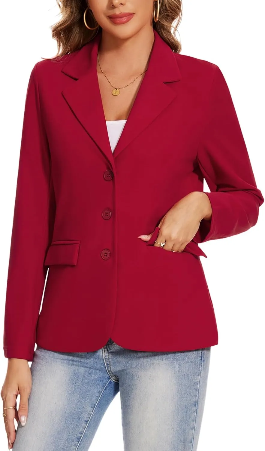 MINTLIMIT Womens Blazer Long Sleeve Notch Lapel Business Work Blazers Buttons Open Front Casual Jackets with Pockets