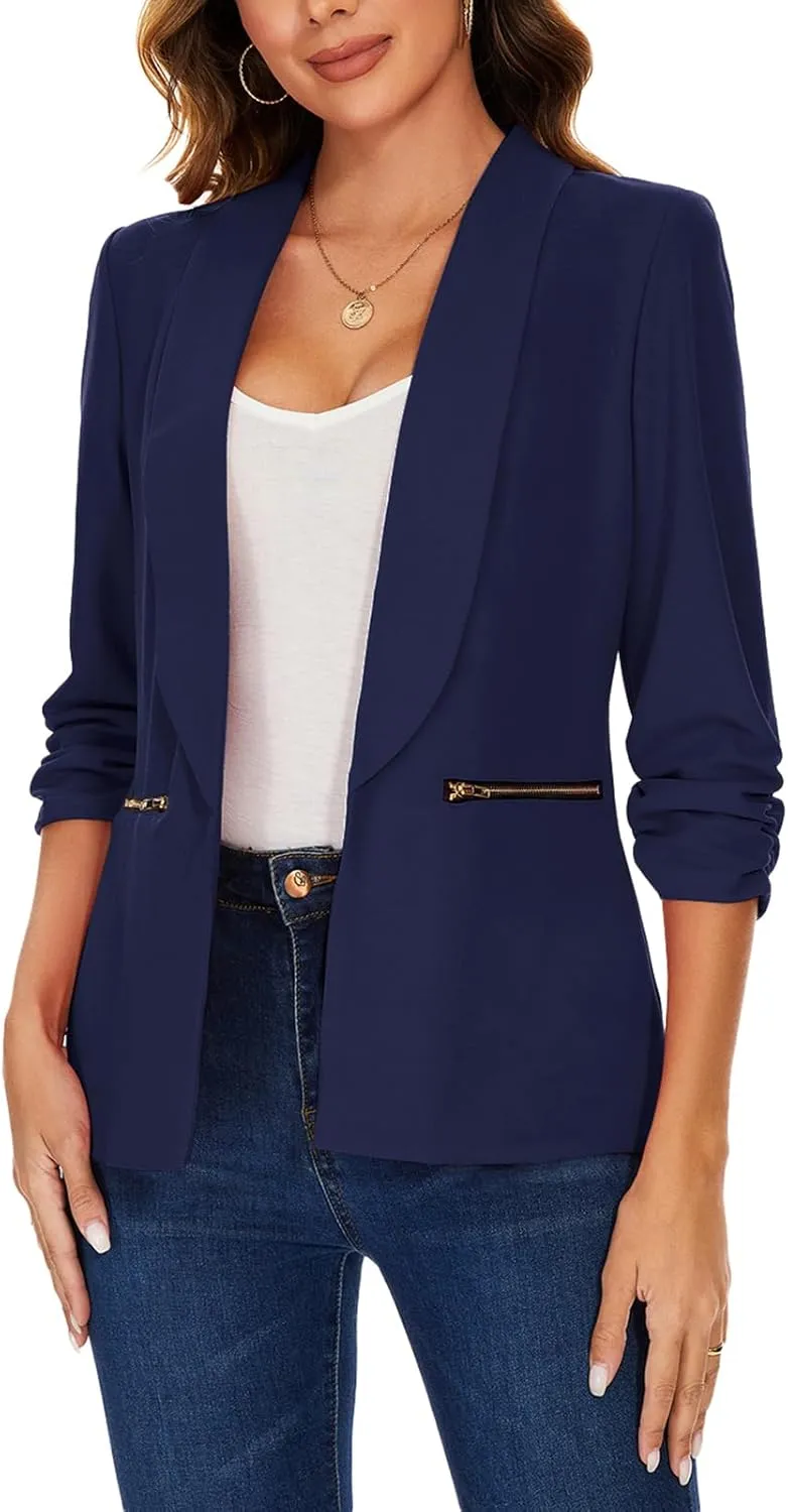 MINTLIMIT Women's Blazers & Suit Jackets Open Front Shawl Collar 3/4 Sleeve Blazers with Pockets