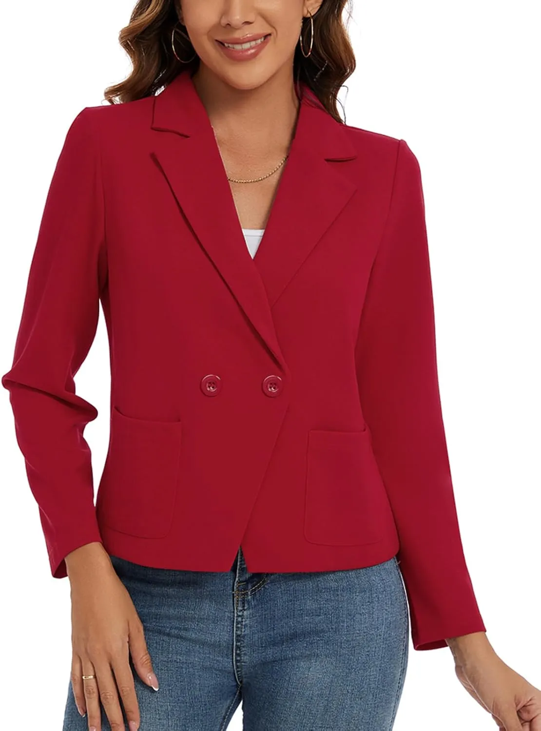 MINTLIMIT Women's Long Sleeve Blazers Button Front Notch Lapel Jacket Work Office Blazer with Pockets