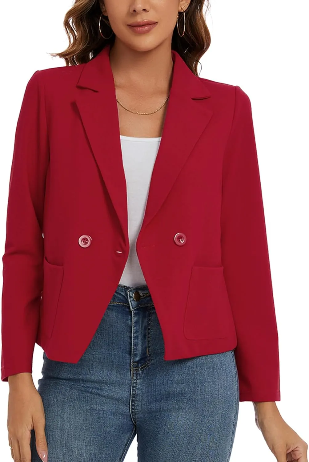 MINTLIMIT Women's Long Sleeve Blazers Button Front Notch Lapel Jacket Work Office Blazer with Pockets