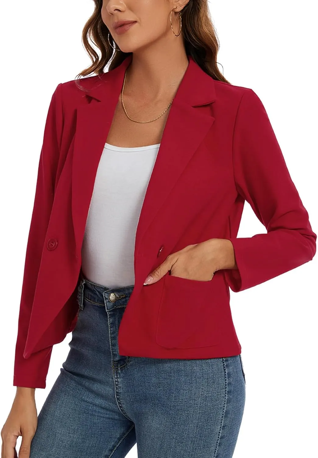 MINTLIMIT Women's Long Sleeve Blazers Button Front Notch Lapel Jacket Work Office Blazer with Pockets