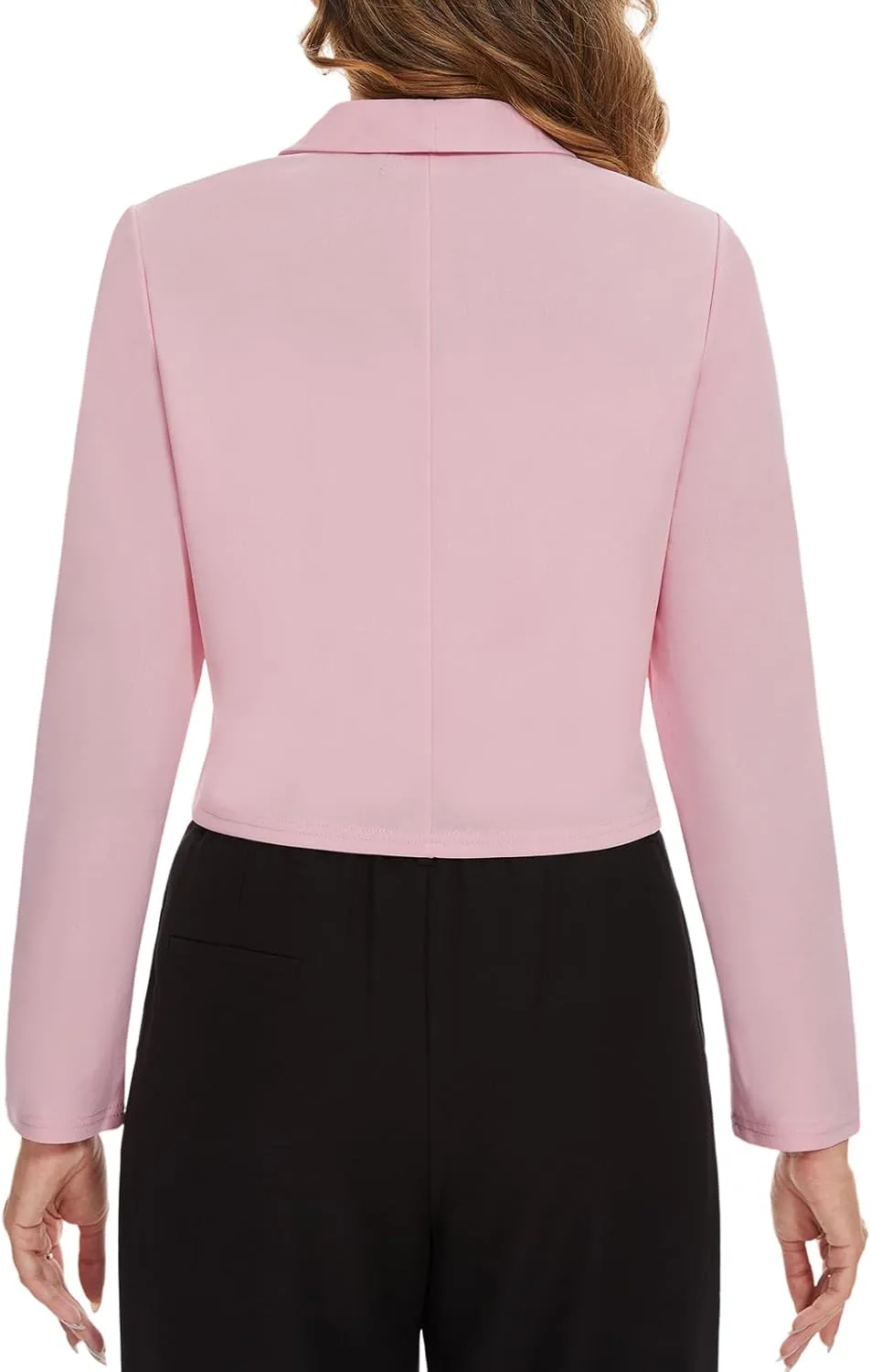 MINTLIMIT Women's Long Sleeve Cropped Blazer Lapel Collar Office Casual Blazers Button Open Front Business Work Suit Jacket