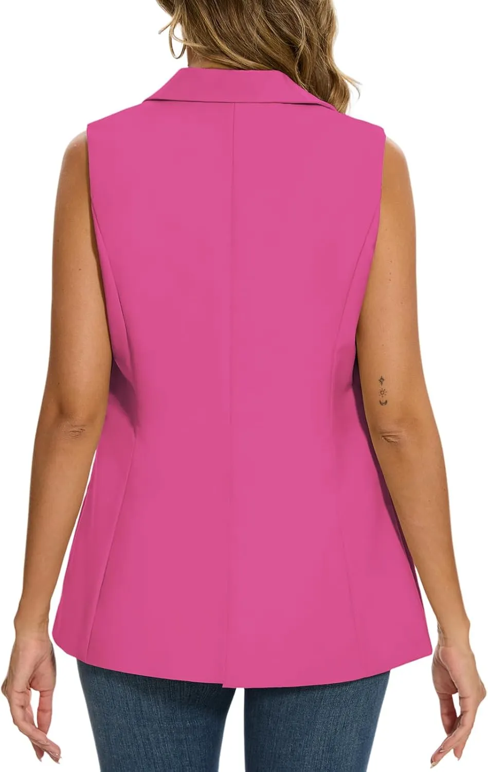MINTLIMIT Women's Sleeveless Blazer Vest Summer Casual Open Front Lapel Collar Work Office Button Suit Vests with Pockets