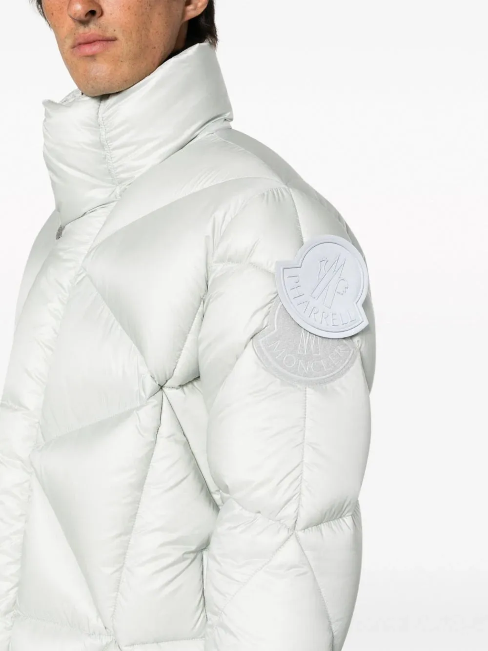 MONCLER GENIUS X PHARRELL WILLIAMS MEN Logo Padded Oak Jacket Silver