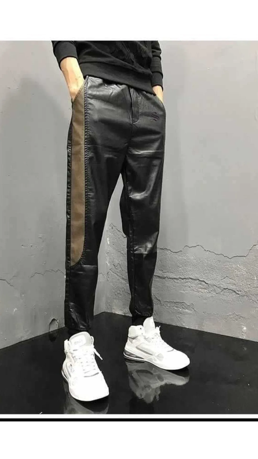 Mongol  - Black Pu-Leather Pant’s for Men