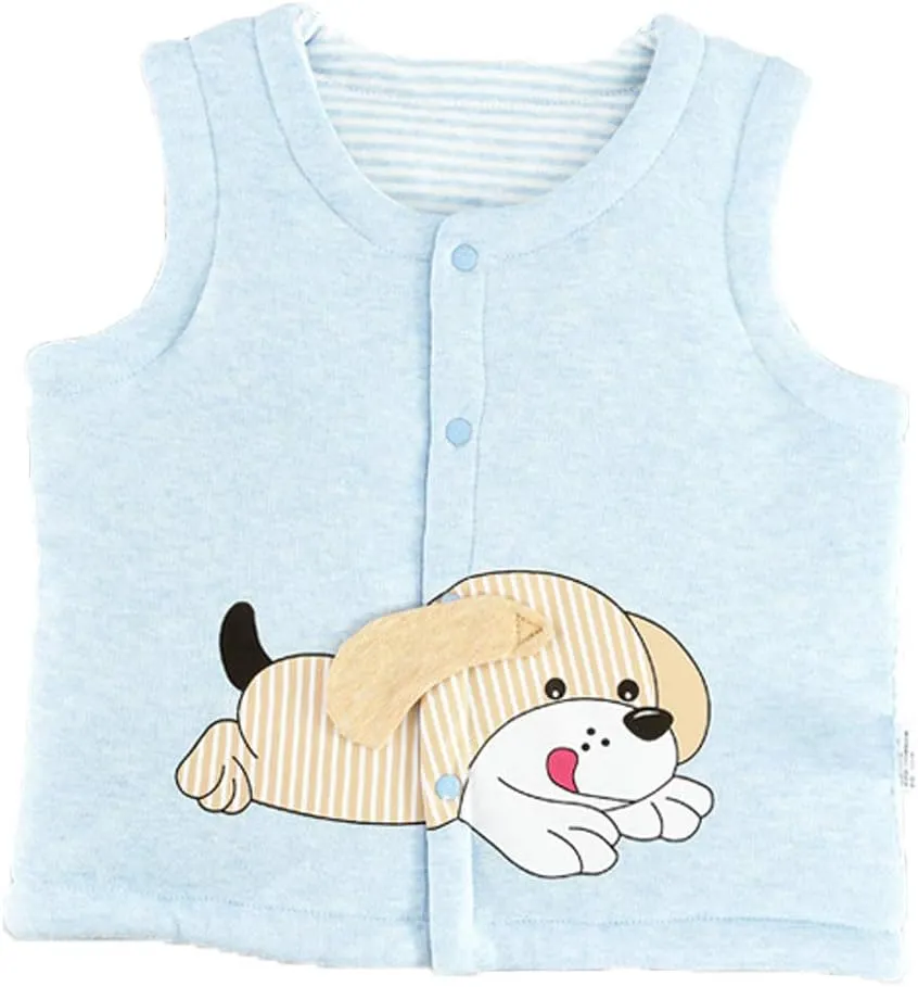 Monvecle Baby to Toddler Cotton Vests Unisex Infants Sleeveless Padded Waistcoat Bluedog 18-24M