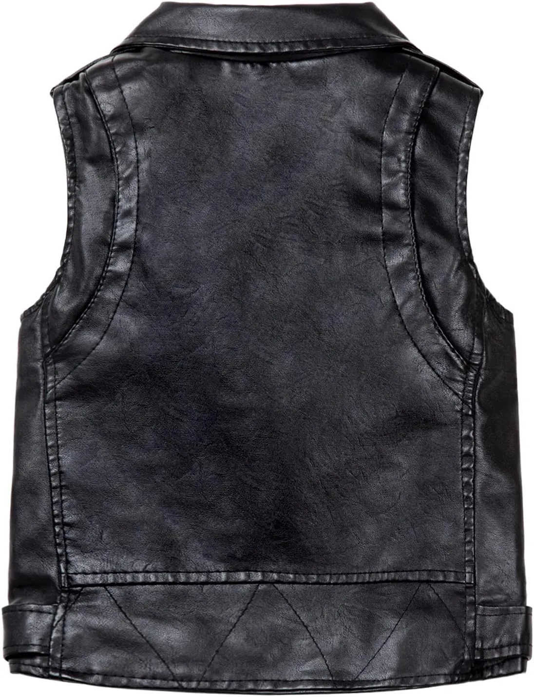 Mud Kingdom Kids Boys Faux Leather Motorcycle Vests PU Sleeveless Zipper Multi-pocket Fashion