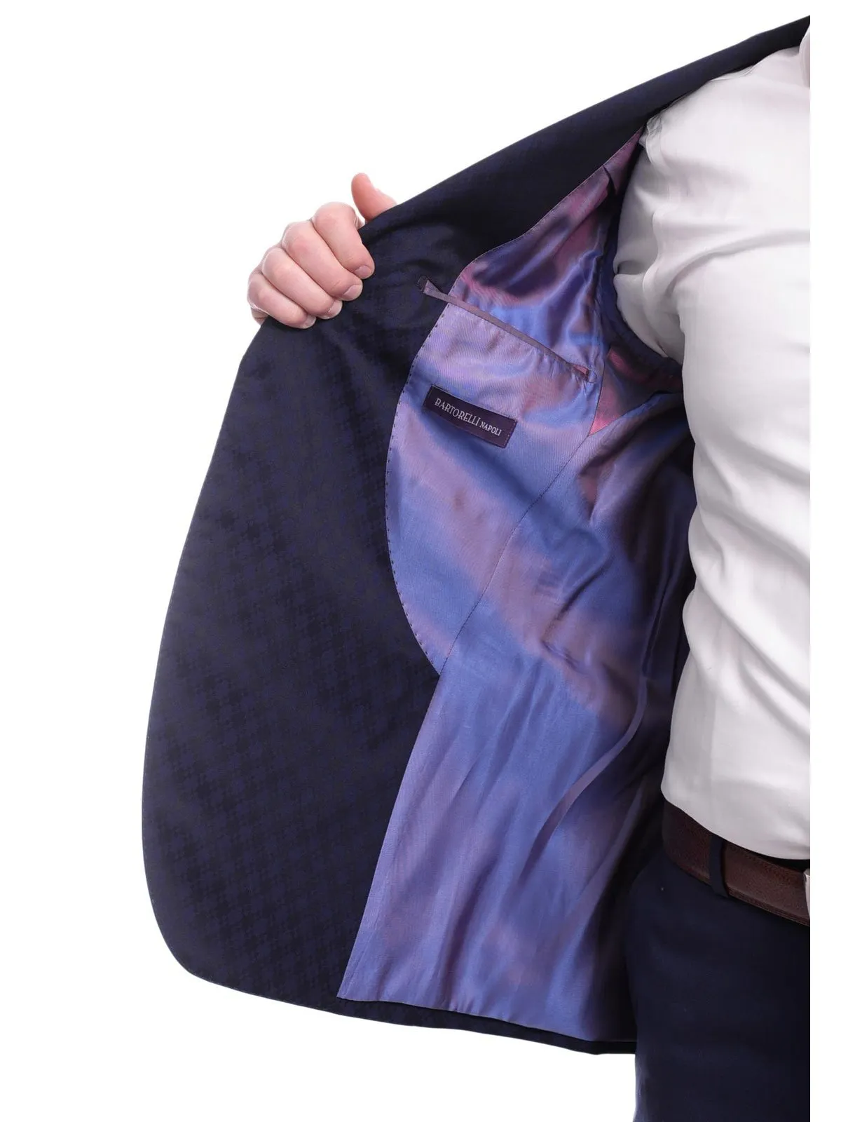 Napoli Slim Fit Blue Diamond Check Half Canvassed V.B.C Wool Blend Blazer
