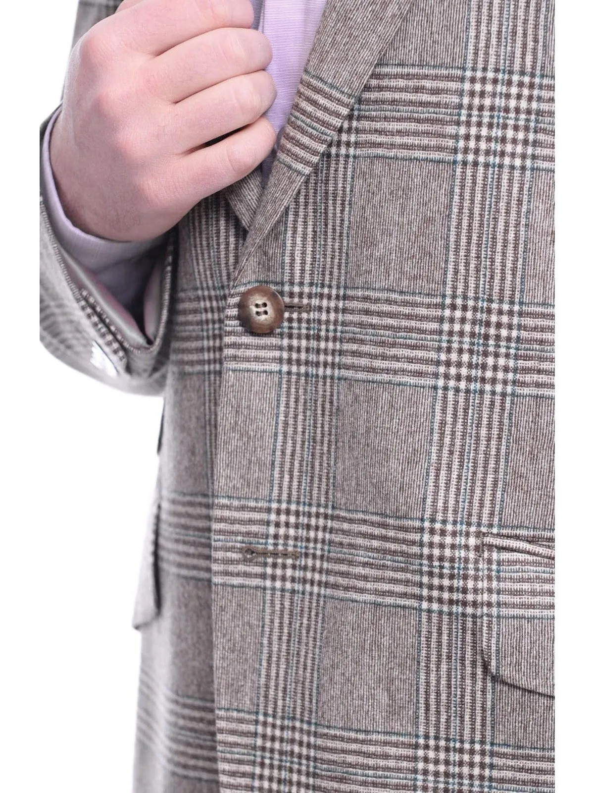 Napoli Slim Fit Brown & Green Plaid Half Canvassed Ormezzano Wool Sportcoat