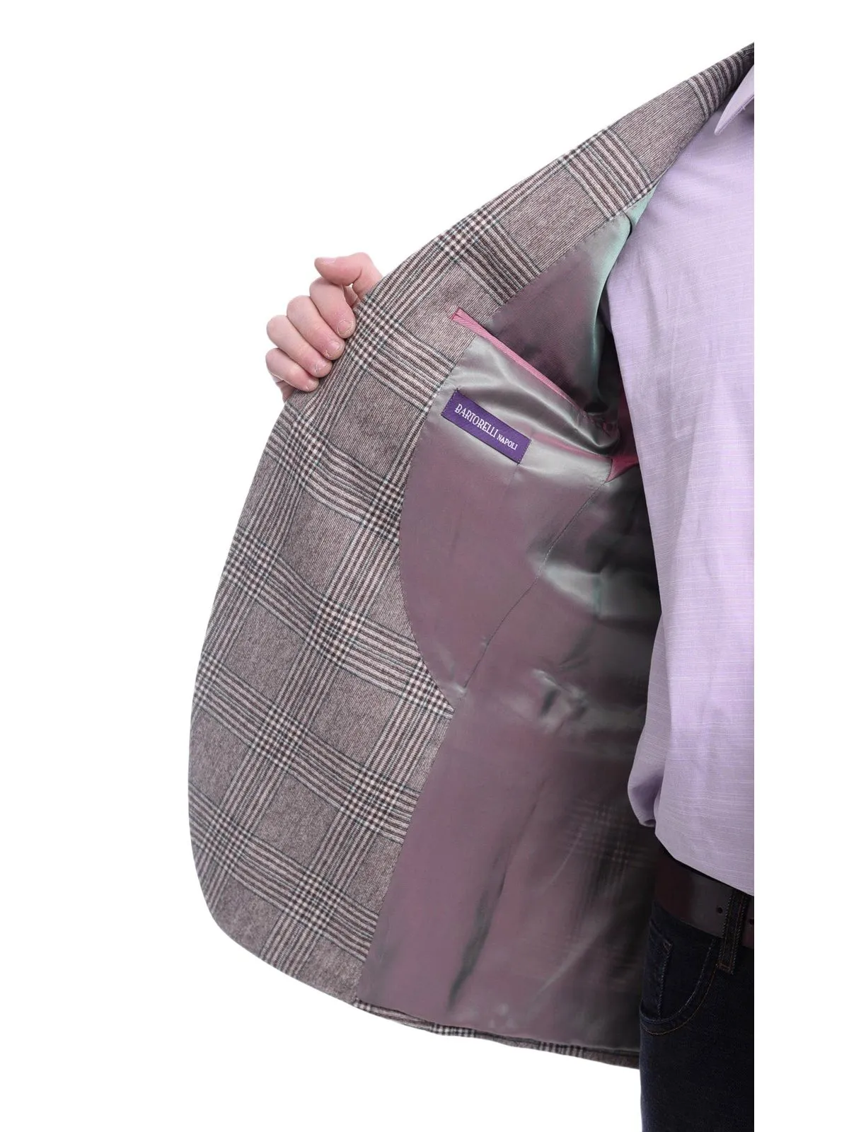 Napoli Slim Fit Brown & Green Plaid Half Canvassed Ormezzano Wool Sportcoat