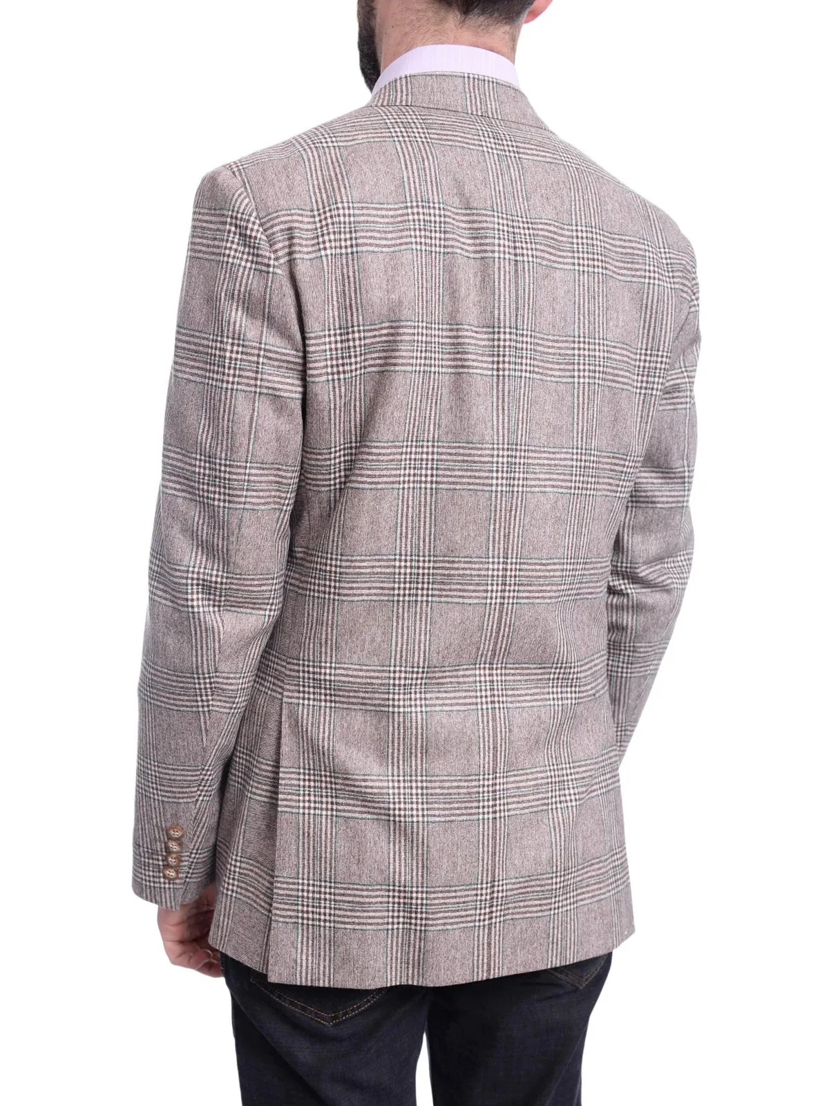 Napoli Slim Fit Brown & Green Plaid Half Canvassed Ormezzano Wool Sportcoat