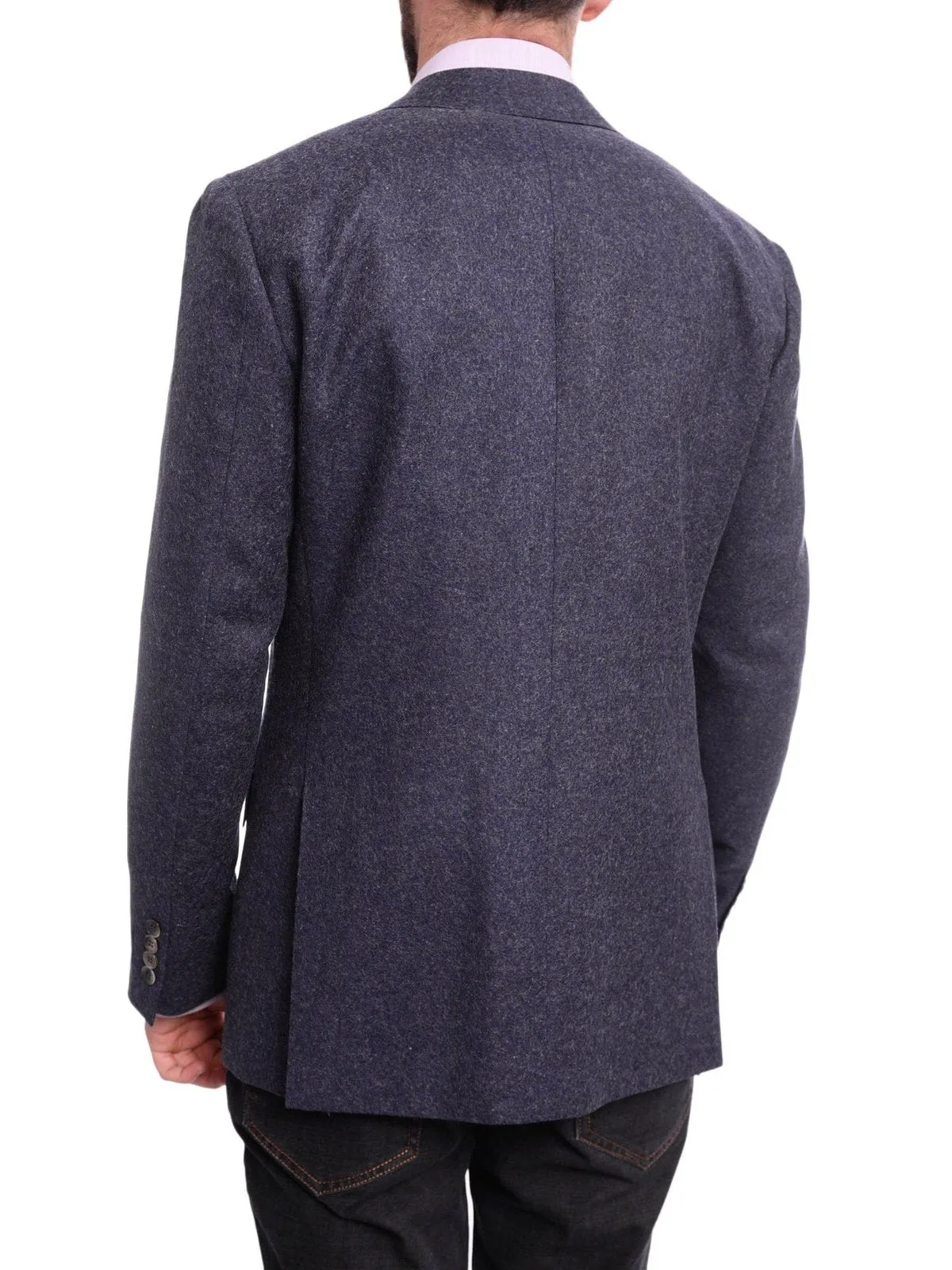 Napoli Slim Fit Heather Blue Textured Two Button Reda Wool Blazer Sportcoat