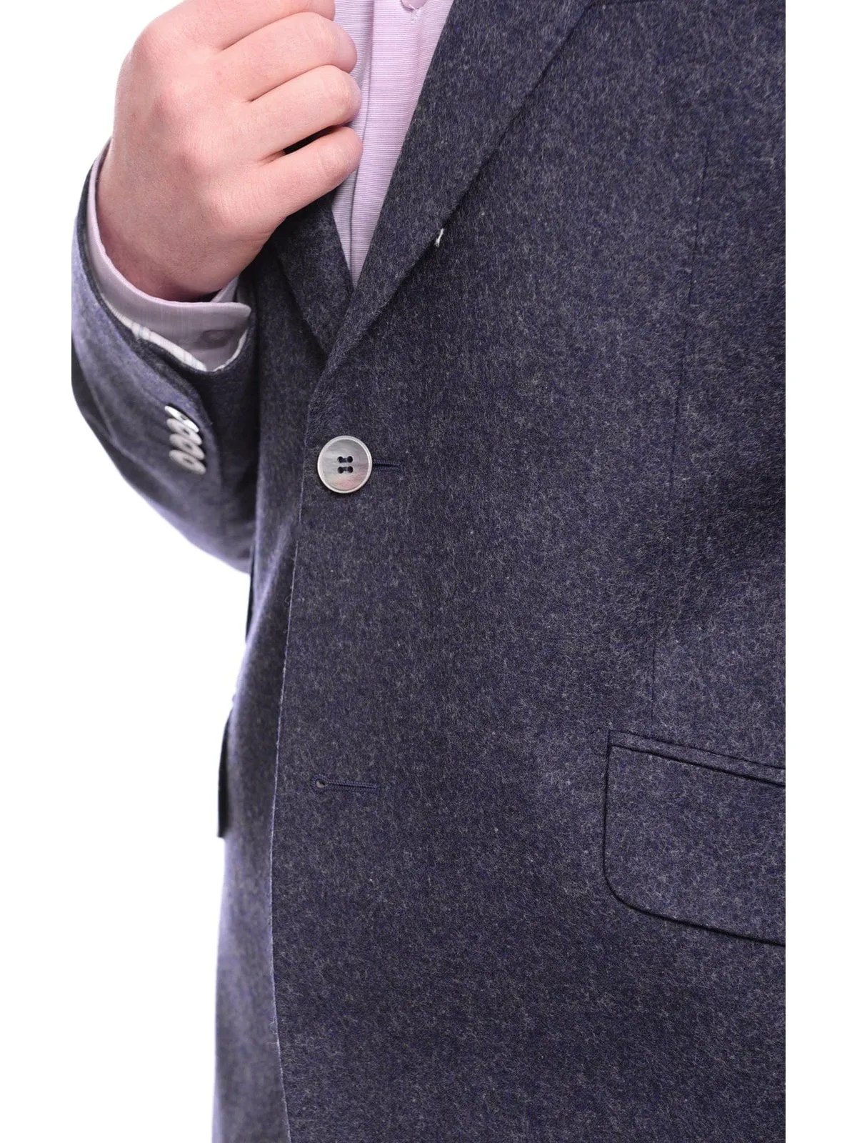 Napoli Slim Fit Heather Blue Textured Two Button Reda Wool Blazer Sportcoat