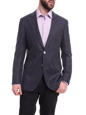 Napoli Slim Fit Heather Blue Textured Two Button Reda Wool Blazer Sportcoat