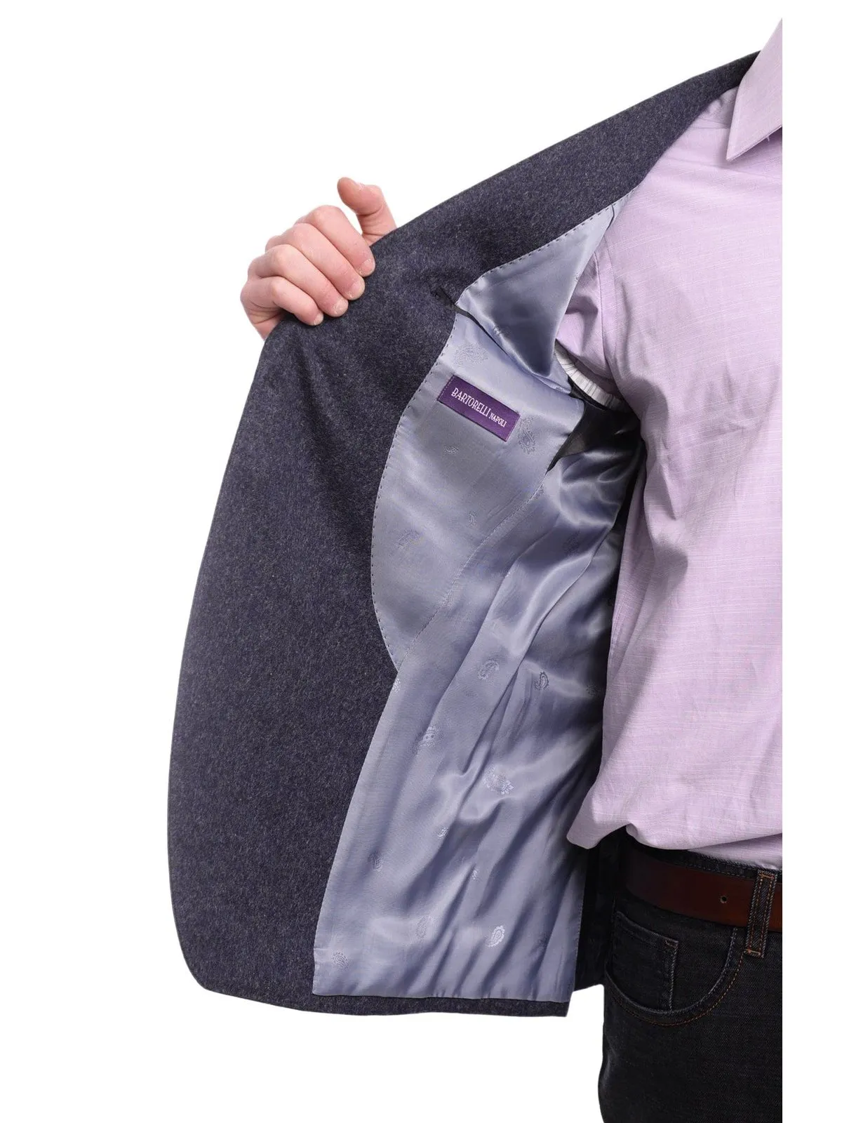 Napoli Slim Fit Heather Blue Textured Two Button Reda Wool Blazer Sportcoat