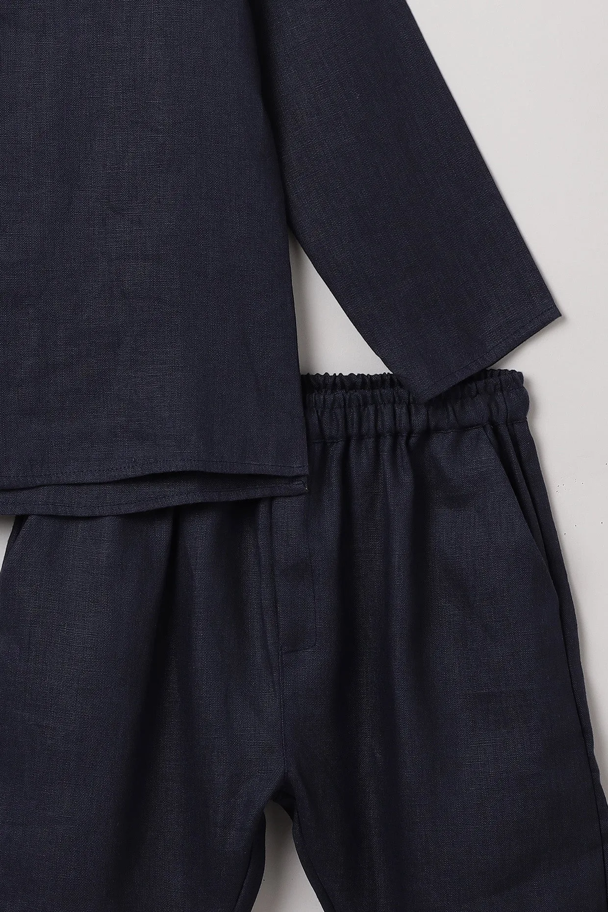 Navy Short Kurta and Jogger Set