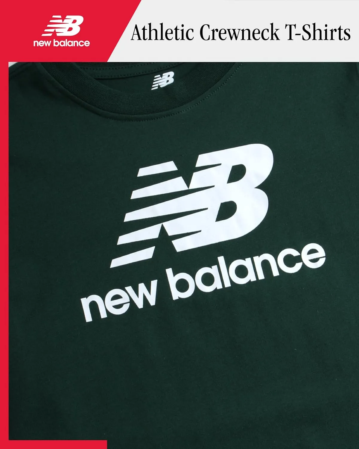 New Balance Boys' T-Shirt - Cotton Core Stacked Logo Shirt for Boys' - Kids Youth Athletic Crewneck Short Sleeve Tee (8-20)