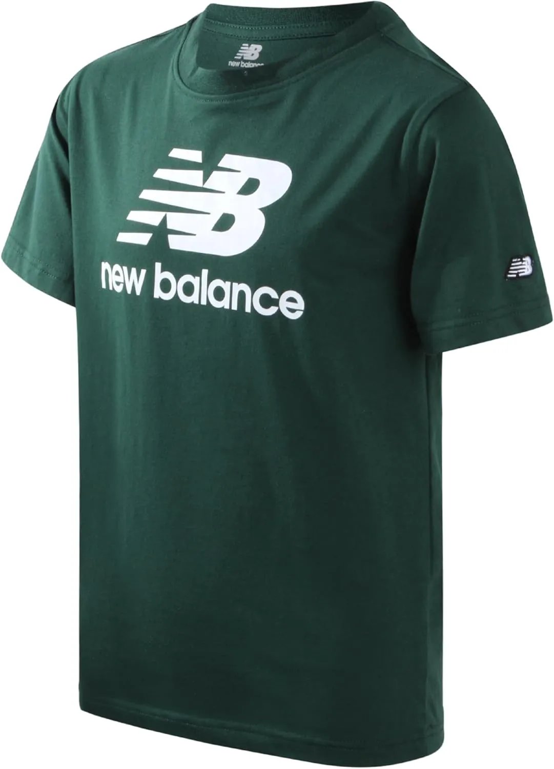 New Balance Boys' T-Shirt - Cotton Core Stacked Logo Shirt for Boys' - Kids Youth Athletic Crewneck Short Sleeve Tee (8-20)