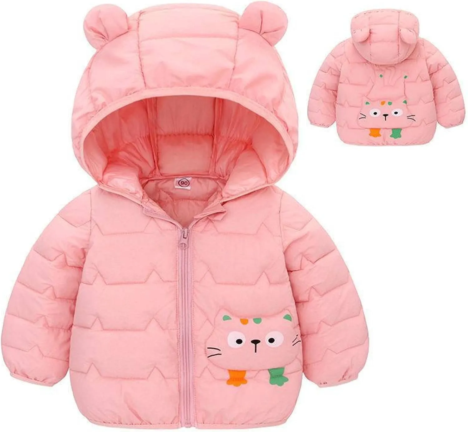 Newborn Toddler Baby Boys Girls Puffer Jacket Winter Warm Cotton Padded Jacket Bear Ears Hooded Coat