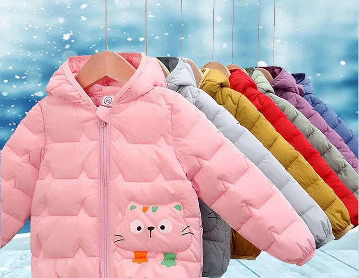 Newborn Toddler Baby Boys Girls Puffer Jacket Winter Warm Cotton Padded Jacket Bear Ears Hooded Coat