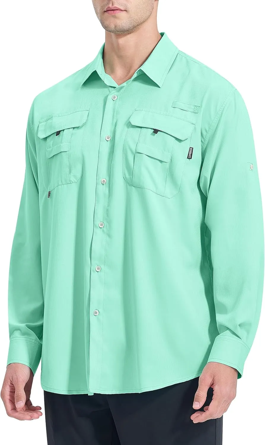 NOMINATE Mens Long Sleeve Fishing Shirts UPF 50  UV Protection Sun Shirts Quick Drying Hiking Lightweight