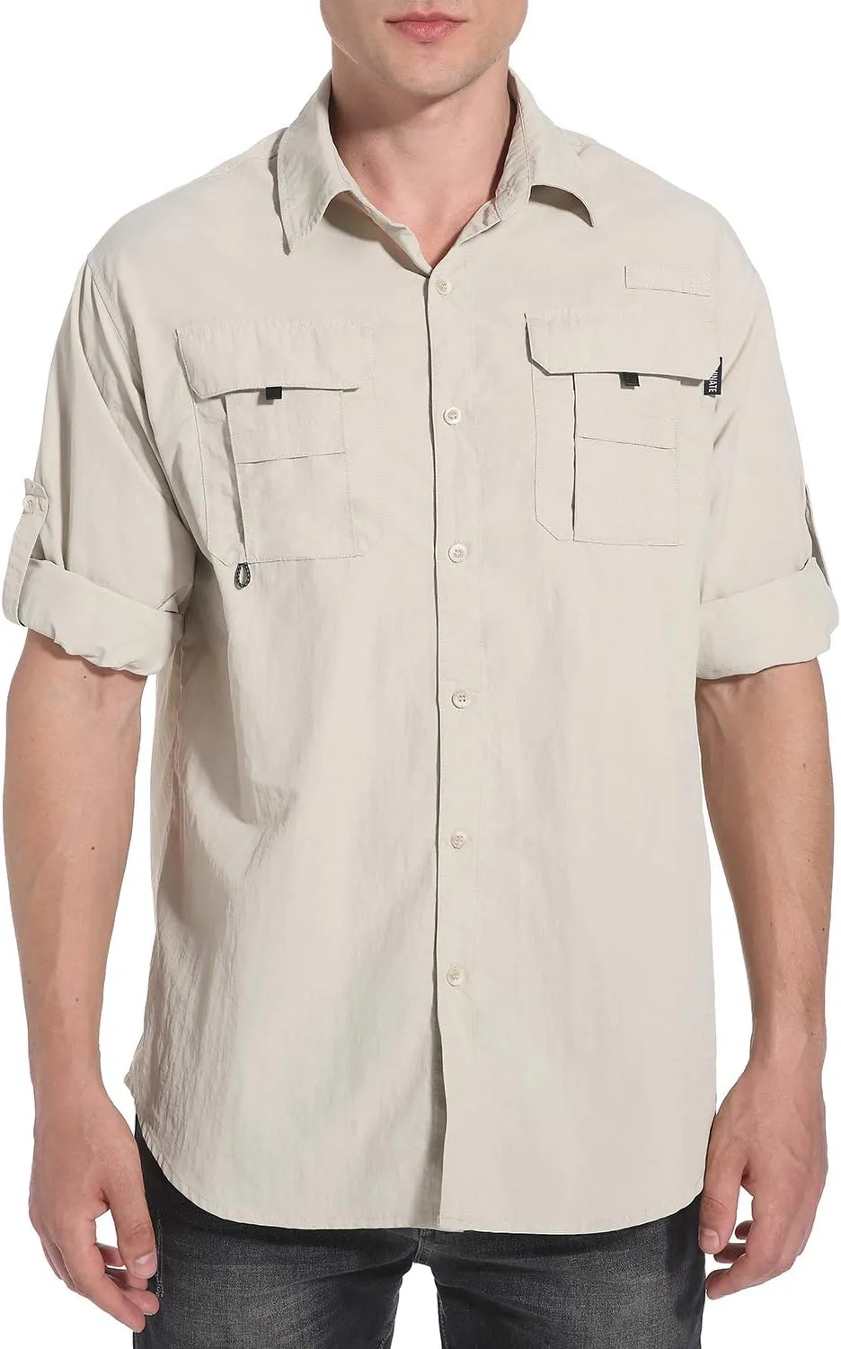 NOMINATE Mens Long Sleeve Fishing Shirts UPF 50  UV Protection Sun Shirts Quick Drying Hiking Lightweight