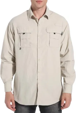 NOMINATE Mens Long Sleeve Fishing Shirts UPF 50  UV Protection Sun Shirts Quick Drying Hiking Lightweight