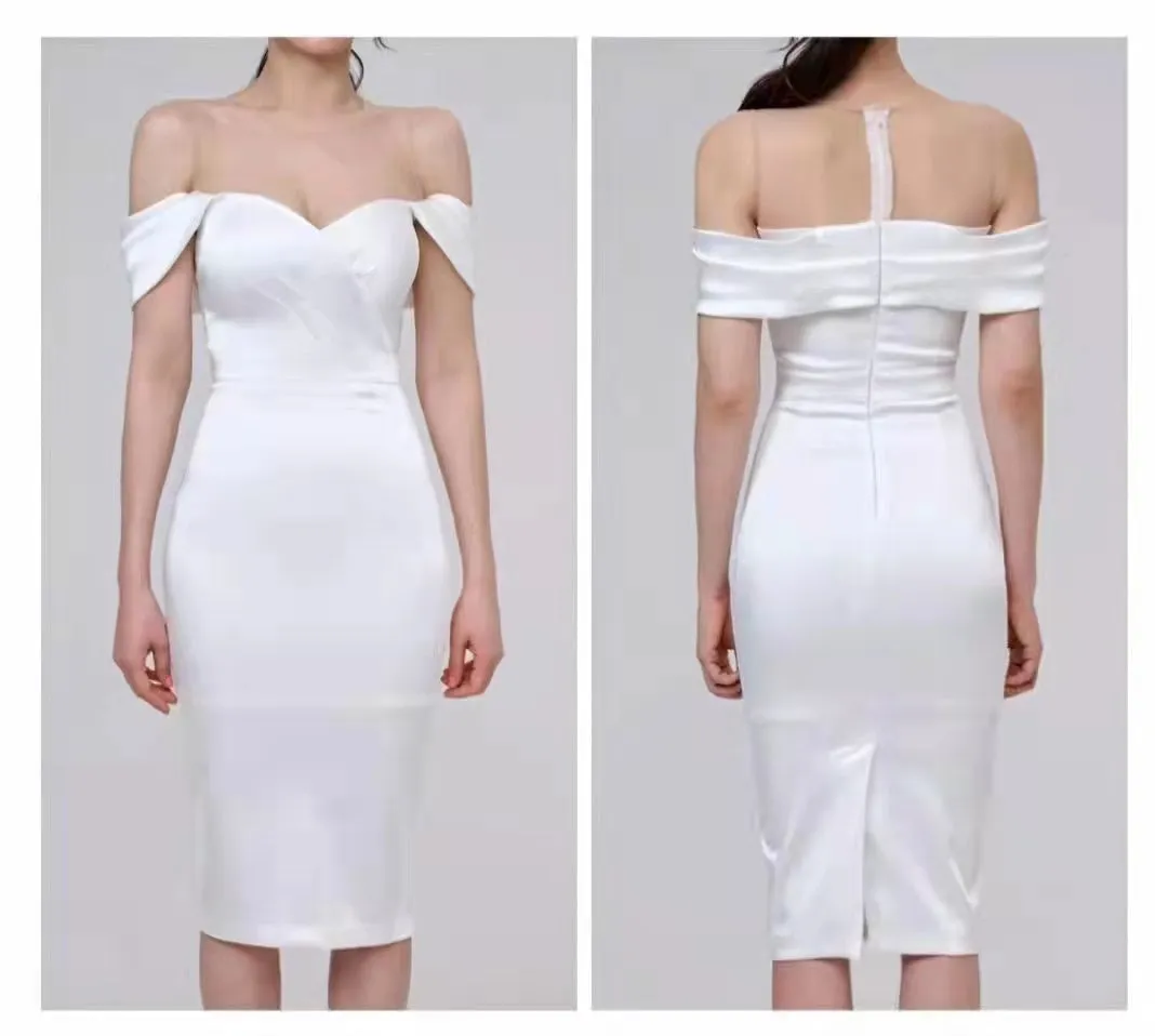 Off Shoulder Bodycon Satin Dress