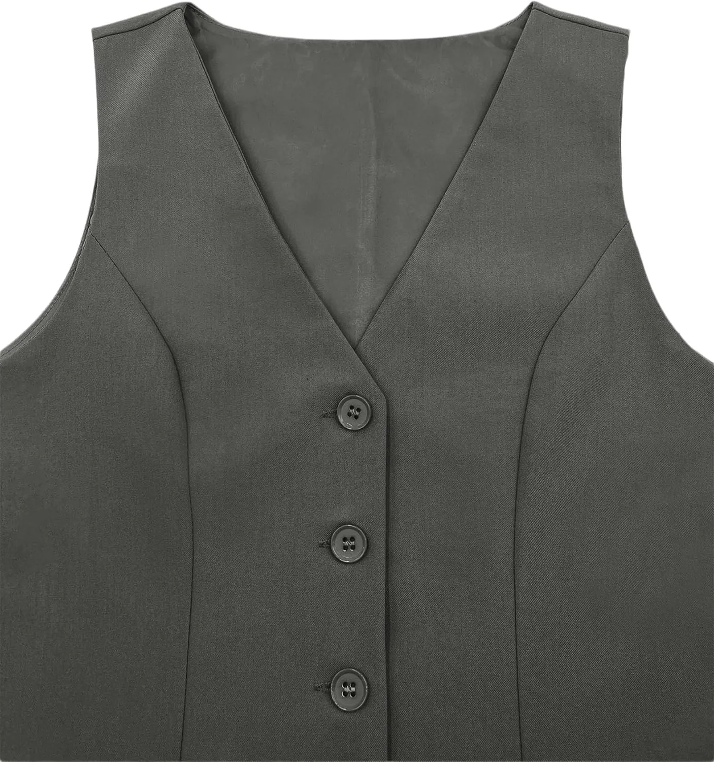 Orchidays Women's Business V Neck Sleeveless Vests Fully Lined Button Up Regular Fitted Jacket Waistcoats