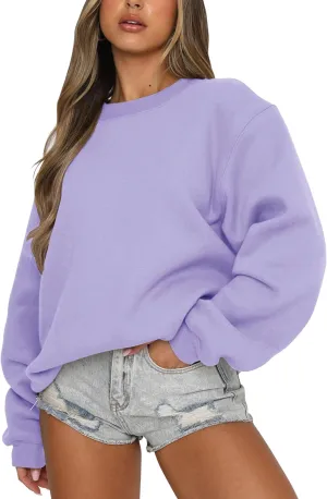 Orchidays Women's Casual Crewneck Sweatshirt Long Sleeve Loose Fitting Pullovers Fall Tops