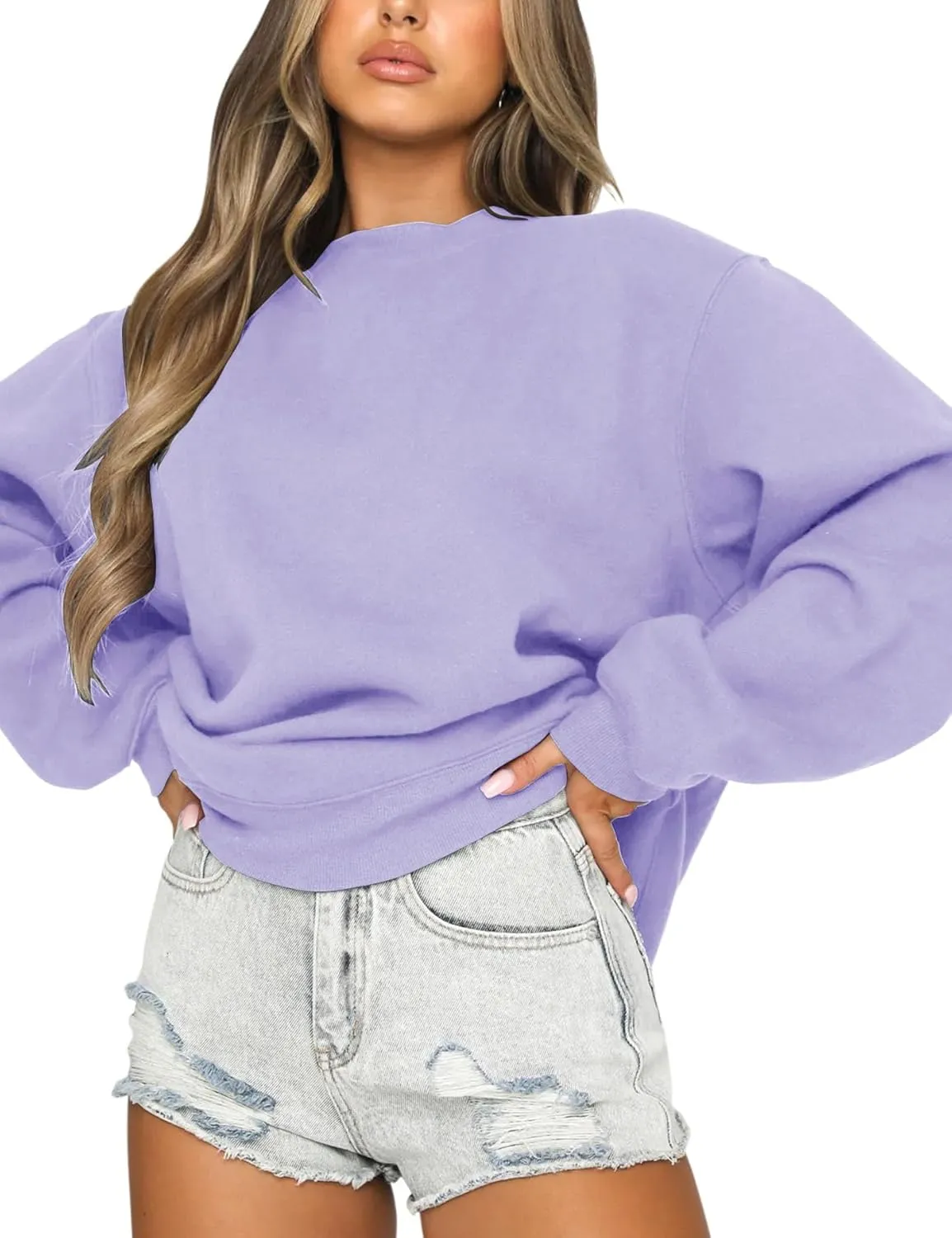Orchidays Women's Casual Crewneck Sweatshirt Long Sleeve Loose Fitting Pullovers Fall Tops