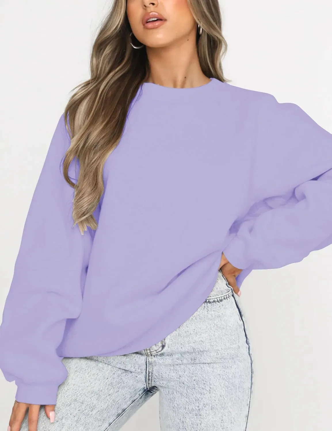 Orchidays Women's Casual Crewneck Sweatshirt Long Sleeve Loose Fitting Pullovers Fall Tops