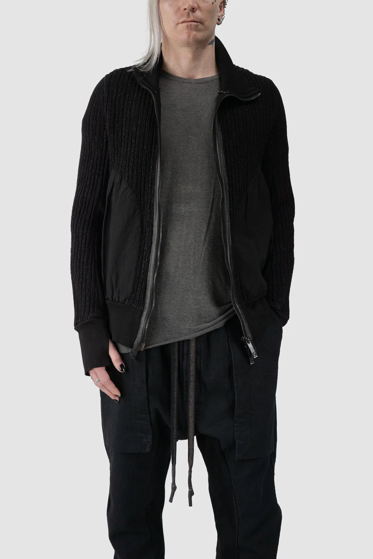 Organic Cotton Blend Double Layer Stretch Sweat Jacket