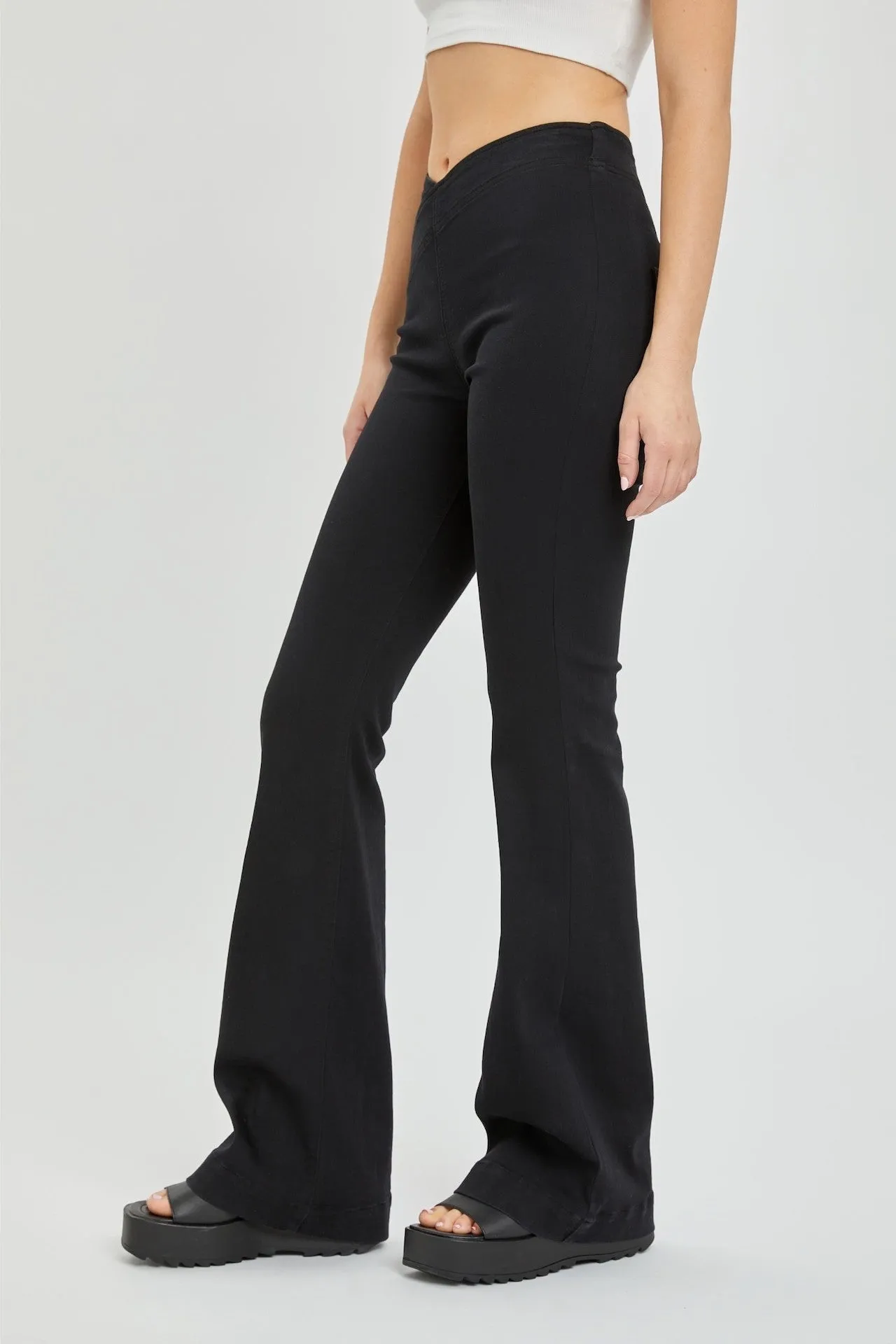 Overlapped Black Flare Jeggings