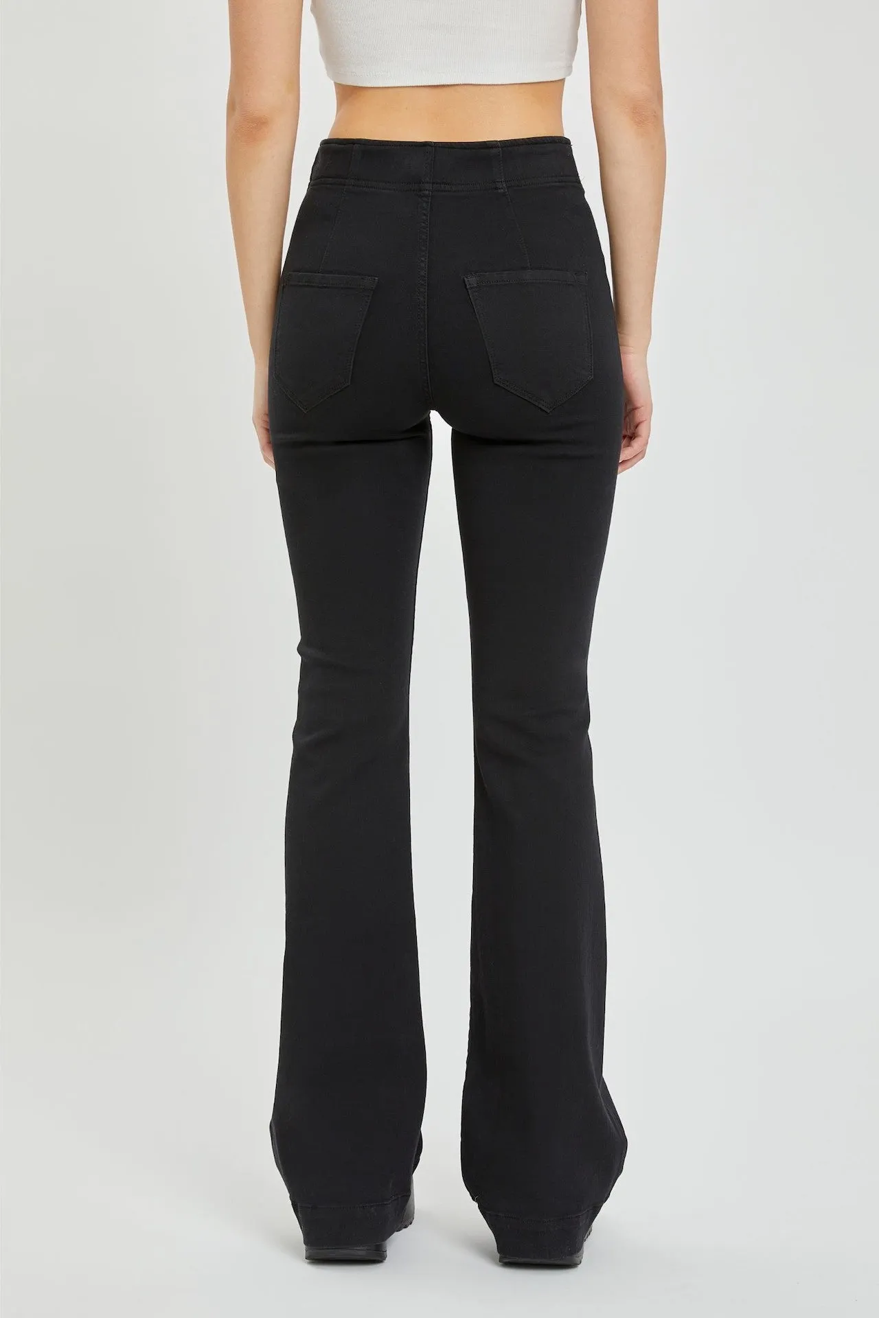 Overlapped Black Flare Jeggings
