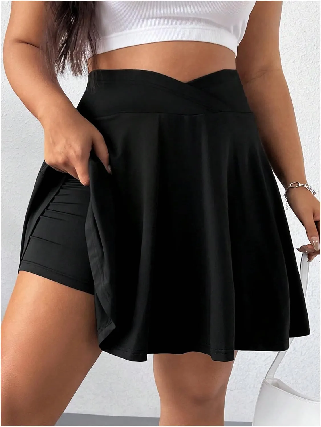 OYOANGLE Women's Plus Size Tennis Skirt Athletic Skater Skirts Flared Workout Skorts