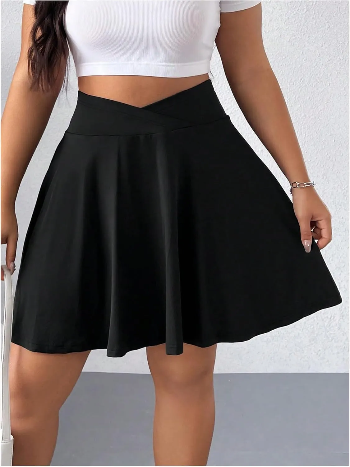 OYOANGLE Women's Plus Size Tennis Skirt Athletic Skater Skirts Flared Workout Skorts