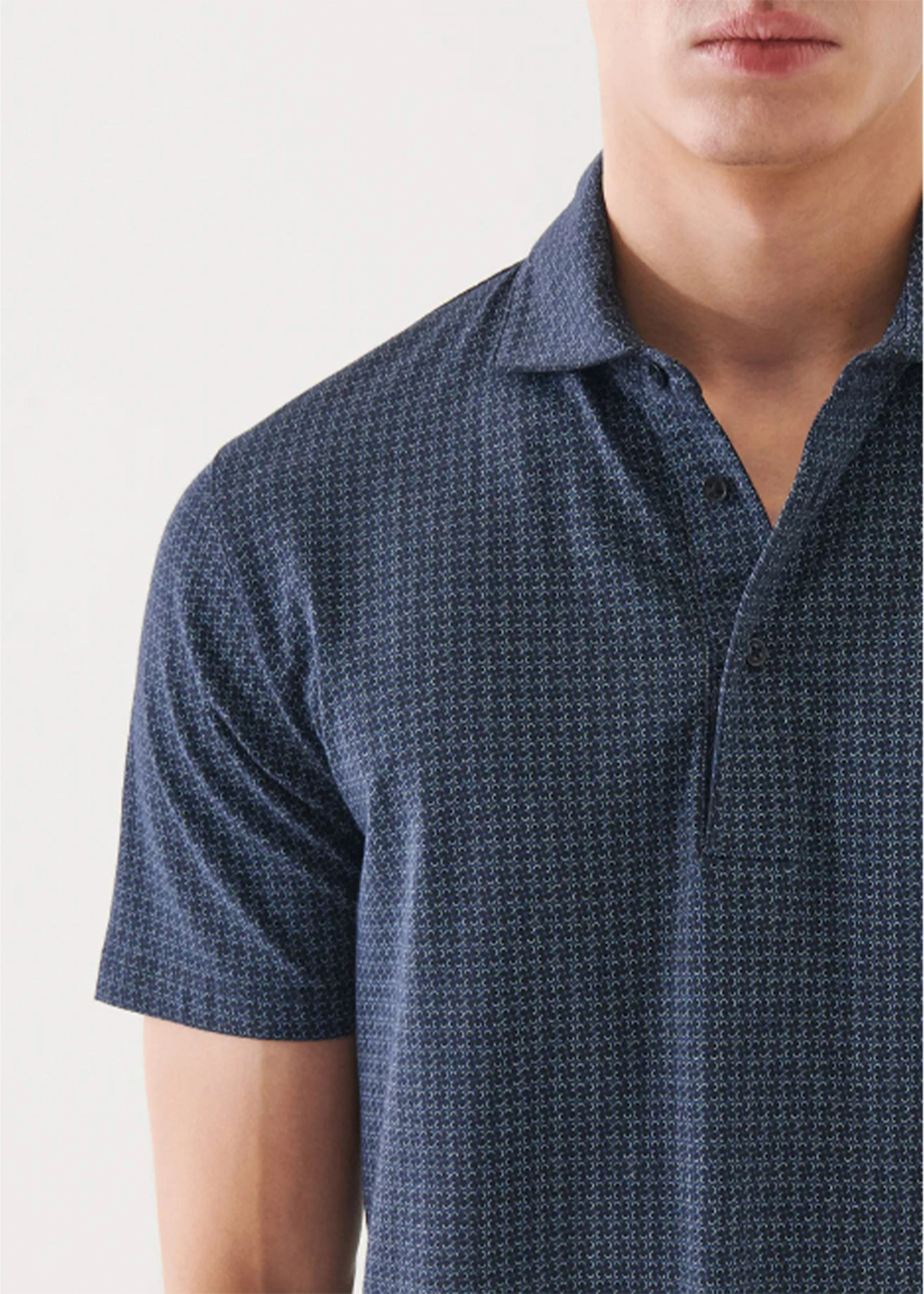 Patrick Assaraf Short Sleeve Neat Print Polo | Midnight