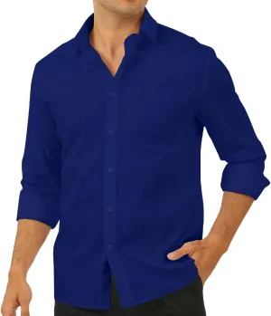 Percle Men's Wrinkle Free Dress Shirts Slim Fit Wedding Formal Button Down Shirt Casual Business Shirts