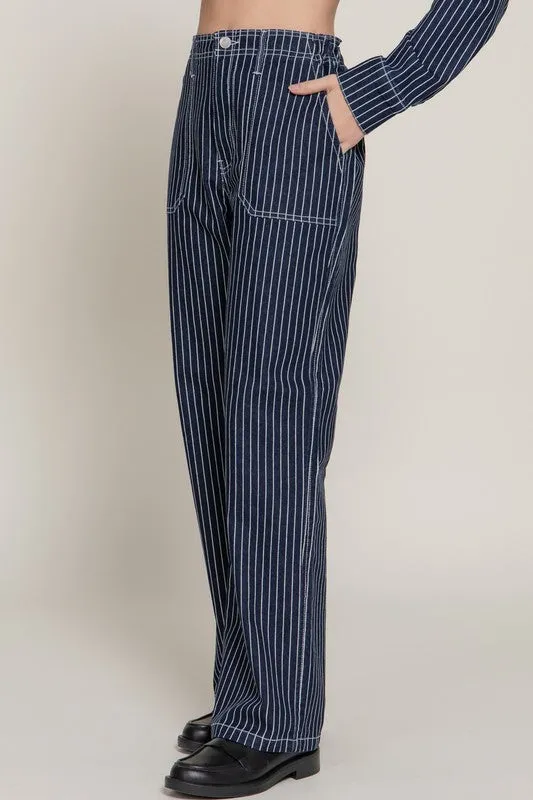 PINSTRIPE PANT WITH BIG POCKETS