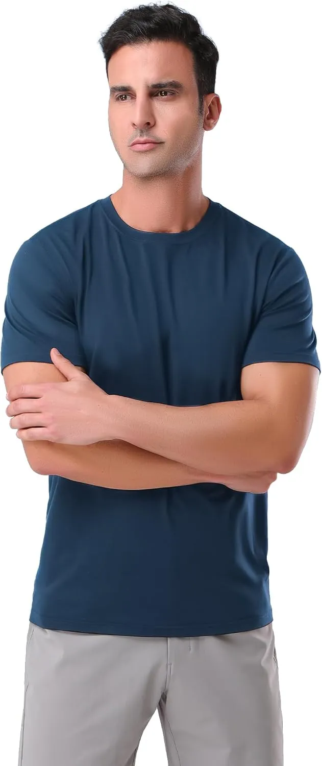 Pioneer Camp Mens Bamboo Viscose T Shirt Ultra Soft Plain Tshirts for Men Cooling Crew Neck Casual Basic Tee Shirt Undershirt