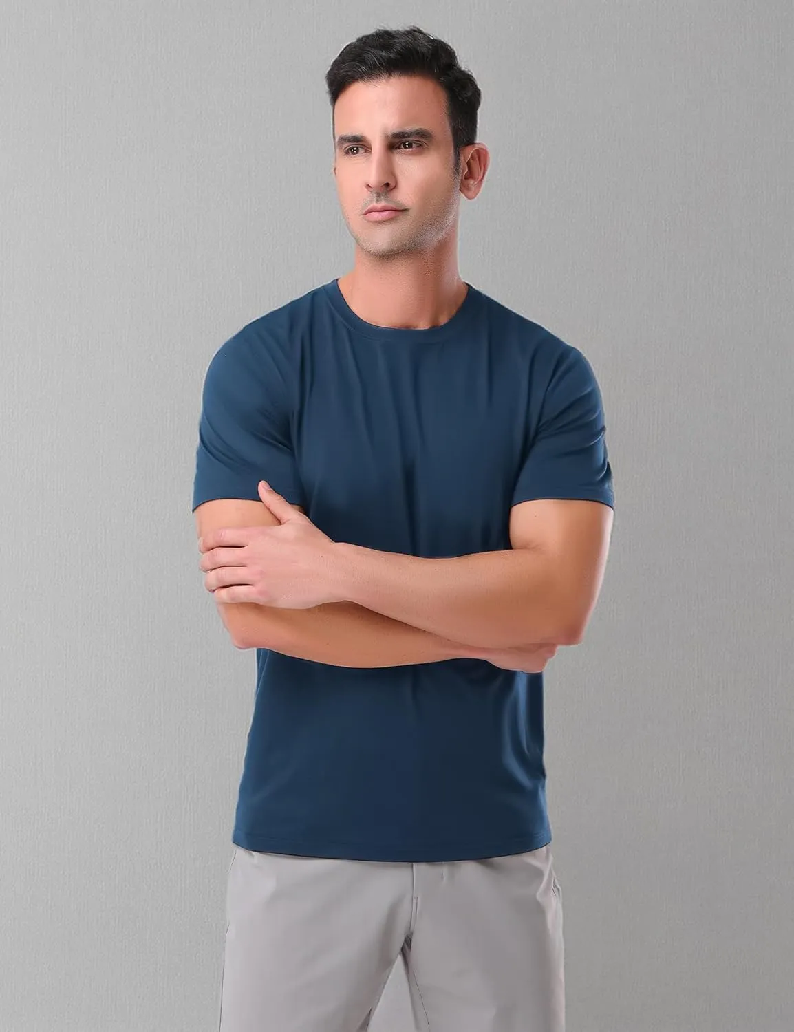 Pioneer Camp Mens Bamboo Viscose T Shirt Ultra Soft Plain Tshirts for Men Cooling Crew Neck Casual Basic Tee Shirt Undershirt