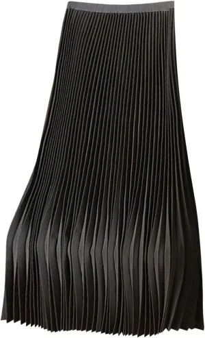 Pleated Midi Skirt for Women High Waist A Line Swing Skirts Elegant Office Casual Wear Long Skirt