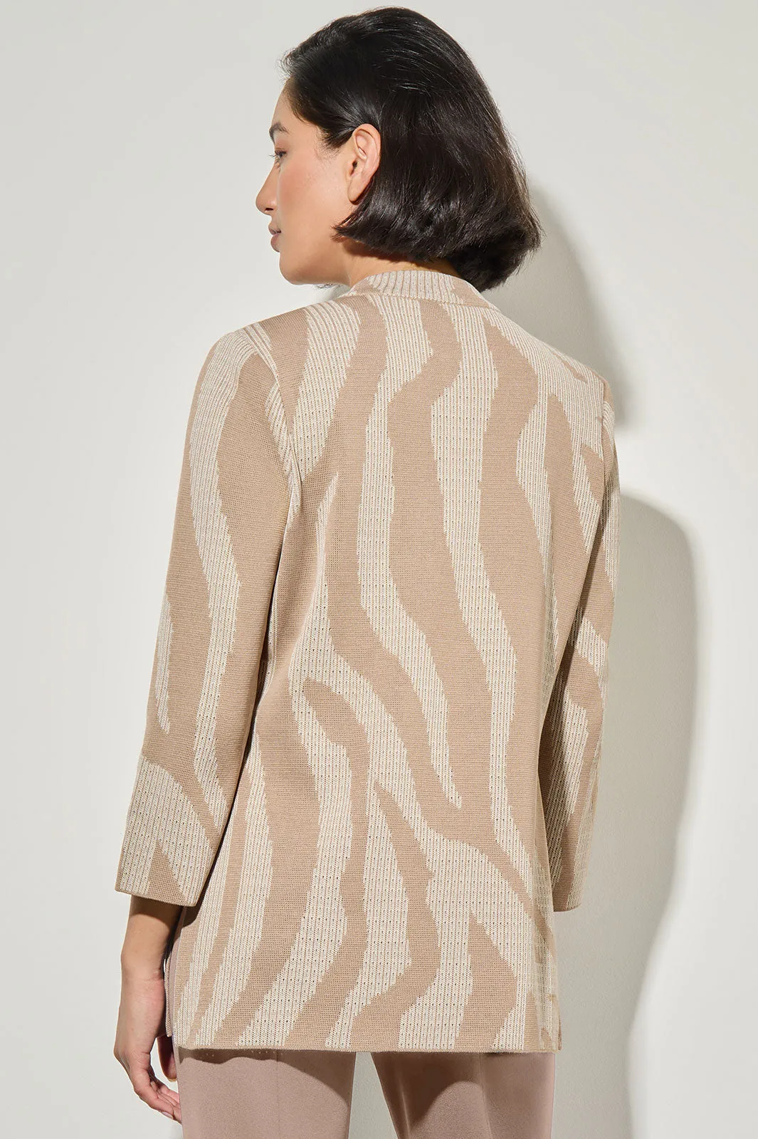 Plus Size Heritage Jacket - Mandarin Collar Jacquard Knit