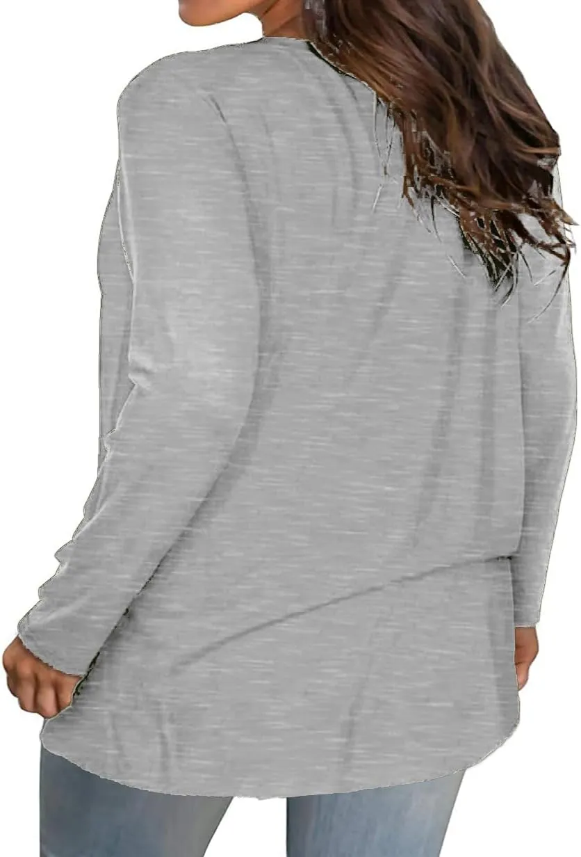 Plus Size Long Sleeve T Shirts Women Fall Tops Tshirts Tunic Casual Tee