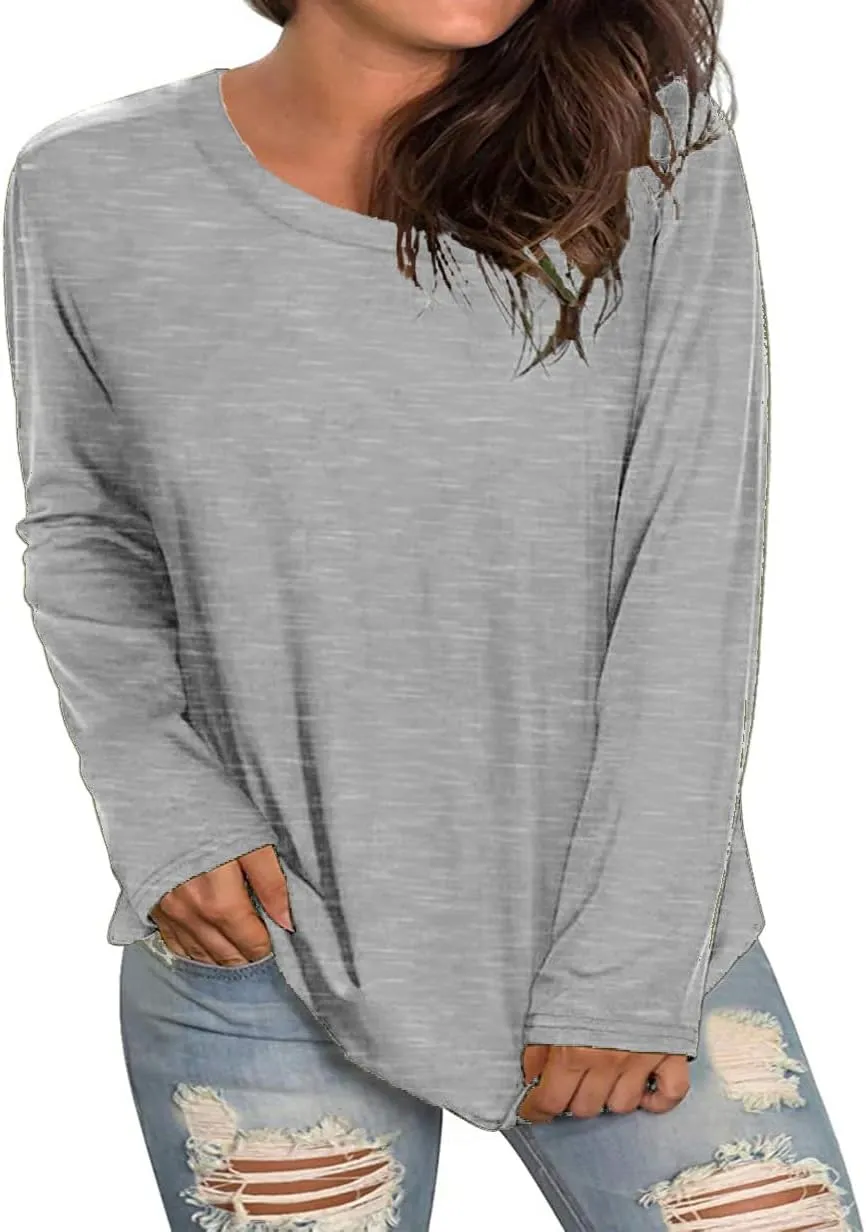 Plus Size Long Sleeve T Shirts Women Fall Tops Tshirts Tunic Casual Tee