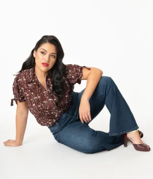 Plus Size Retro Blue Denim Bell Bottom Jeans